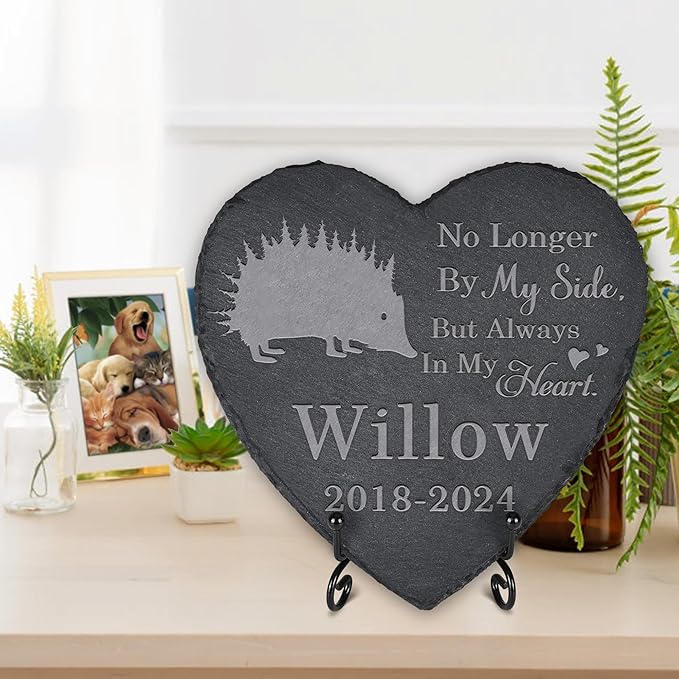 Hedgehog Memorial Stone Hedgehog Headstone - Memorial for Hedgehog - Loss of Hedgehog - Hedgehog Keepsake - Pet Remembrance Hedgehog - in Memory of Hedgehog (Heart-Shaped)