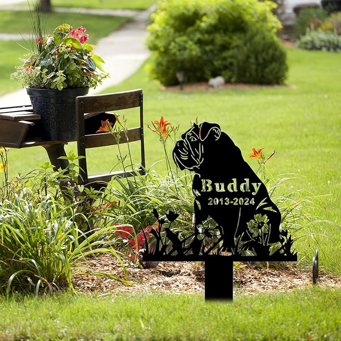 Custom Dog Grave Markers Outdoor, Personalized Pet Grave Marker Stake Dog Memorial, Outdoor Weatherproof Pet Cemetery Sign, Personalized Dog Memorial Gifts for Loss of Dog