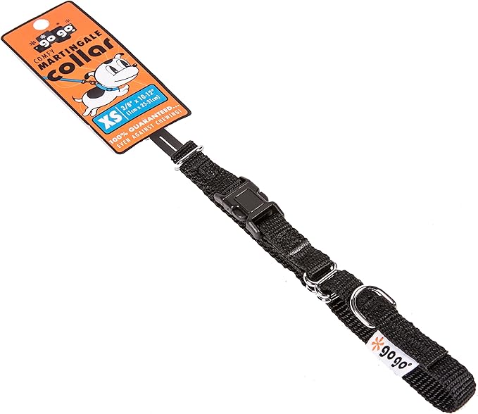 GoGo 3/8" X-Small Comfy Nylon Martingale Collar, Black