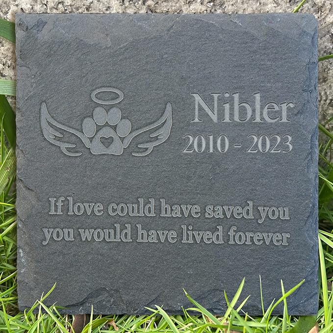 Pet Memorial Stones, Custom Loss of Pet Sympathy Gift Dog Memorial Loss Gifts Personalized Cat Memorial Headstone for Lost Loved Ones Paw Print Tombstone Garden Stone