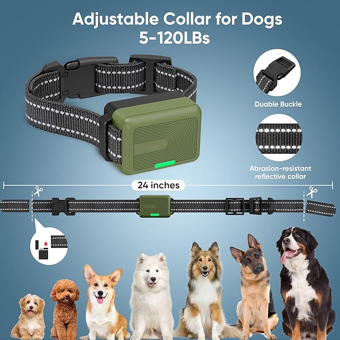 Dog Shock Collar 2 Dogs (5-120Lbs) - 4500FT Dog Training Collar with 3 Training Modes, Security Lock,Reflective Nylon Colar,IP67 Waterproof&Rechargeable e-Collar with Remote for All Breeds, Sizes