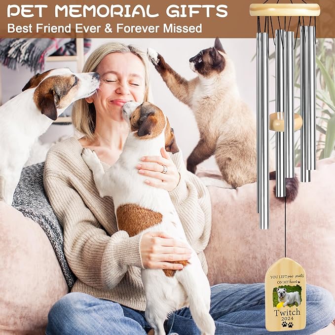 Personalized Pet Memorial Gifts, Pet Memorial Wind Chime, Dog Memorial Gifts, Cat Memorial Gifts, Pet Loss Gifts, Pet Loss Sympathy Gift, Dog Bereavement Gift, Dog Remembrance Gift - Left Paw Prints