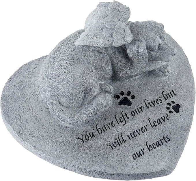 MyGift 9 Inch Resin Pet Memorial Garden Stone, Dog Loss Sympathy Remembrance Gift with Dog Angel Sculpture, in Loving Memory Plaque for Dog Lovers & Dog Mom