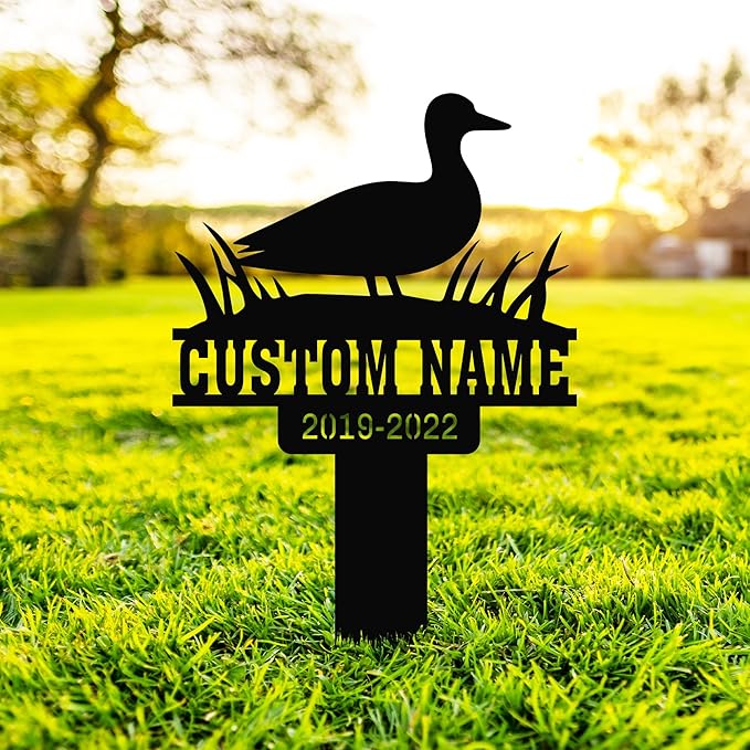 Duck Plaques for Outdoors, Memorial Metal Stake, Pet Grave Marker, Duck Loss Gifts, Pet Cemetery Stake, Duck Memorial Cross, Duck Garden Sign, 8-24in