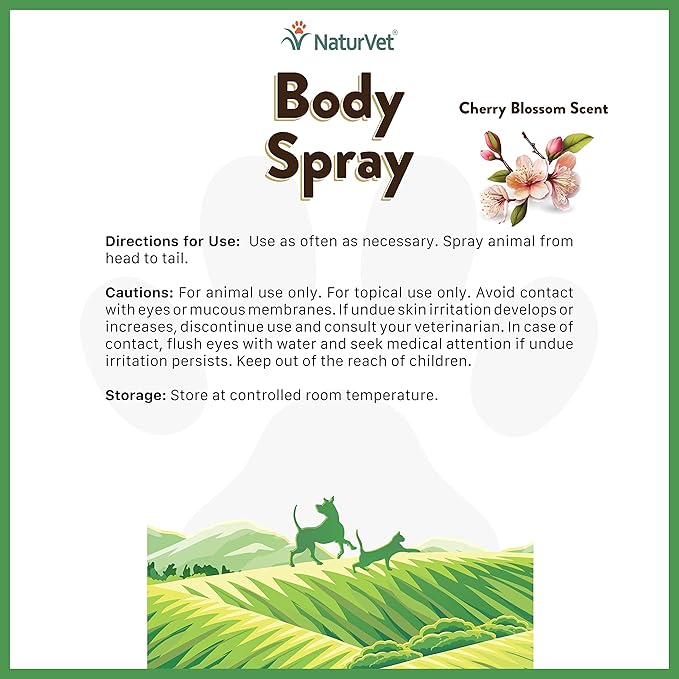 NaturVet Body Spray with Cherry Blossom Scent for Dogs & Cats 8 oz
