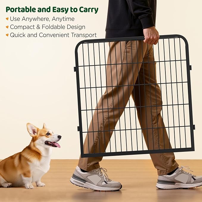 Yaheetech Wide Panel Dog Playpen, 12 Panels 32 inch High Pet Pen with Gate, Portable Indoor Outdoor Fence for Medium/Large Breed Dogs