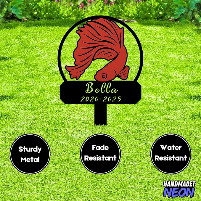 Goat Memorial Metal Stake Personalized Sympathy Gift Custom Name Goat Garden Stake Farm Decor Goat Grave Marker Pet Grave Marker Garden Decor (Betta Red Color)