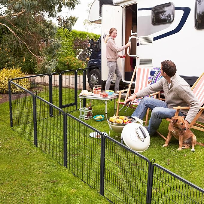 Yaheetech Wide Panel Dog Playpen, 8 Panels 40 inch High Pet Pen with Gate, Portable Indoor Outdoor Fence for Medium/Large Breed Dogs