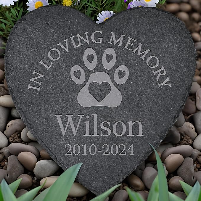 Pet Memorial Gifts, Pet Memorial Stone, Dog Memorial Gifts for Loss of Dog, Pet Remembrance Gift, In Memory of Dog Cat, Loss of Pet Sympathy Gift, Pet Loss Gifts - In Loving Memory(Heart-shaped)