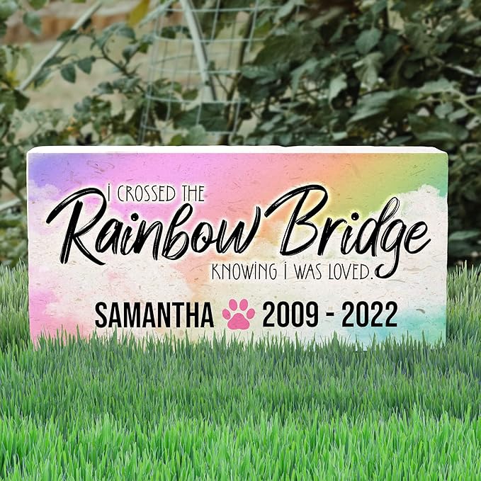 Personalized Pet Memorial Stone, 6x12 Custom Limestone Pet Grave Markers as Keepsake or Pet Remembrance, Thoughtful Pet Loss Gifts for Bereaved Pet Owners, Personalized Memorial Gifts (A. Samantha)
