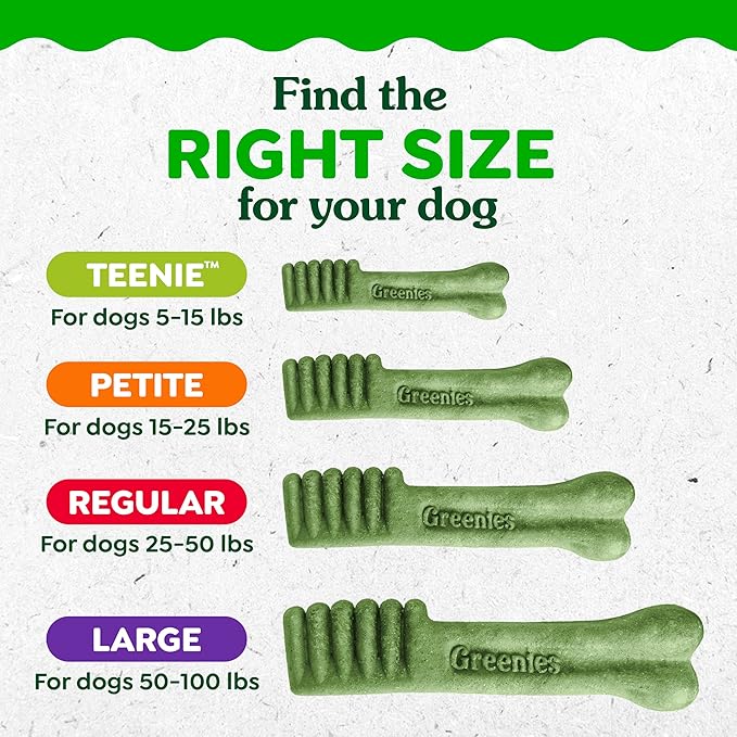 Greenies Dog Treats Veterinarian-Recommended Natural Dental Treats for Dogs, Teenie Size, Sweet Potato Flavor, 36 oz. Pack, 130 Count