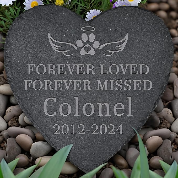 Pet Memorial Gifts, Pet Memorial Stone, Dog Memorial Gifts for Loss of Dog, Pet Remembrance Gift, In Memory of Dog Cat, Loss of Pet Sympathy Gift, Pet Loss Gifts - Forever Missed(Heart-shaped)