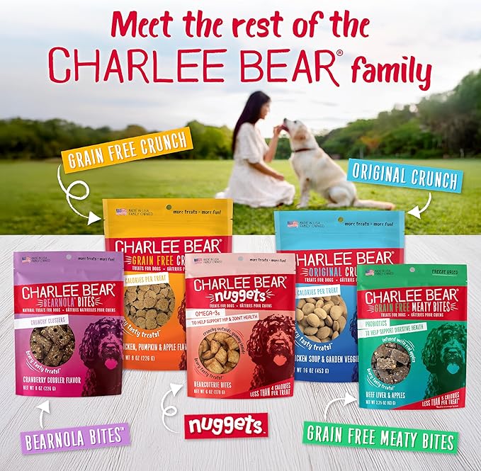 Charlee Bear Bearnola Bites Crunchy Dog Treats, Cranberry Cobbler, 8 Ounce Resealable Bag, Limited Ingredient, Natural, Healthy Granola Dog Snacks, Made in USA
