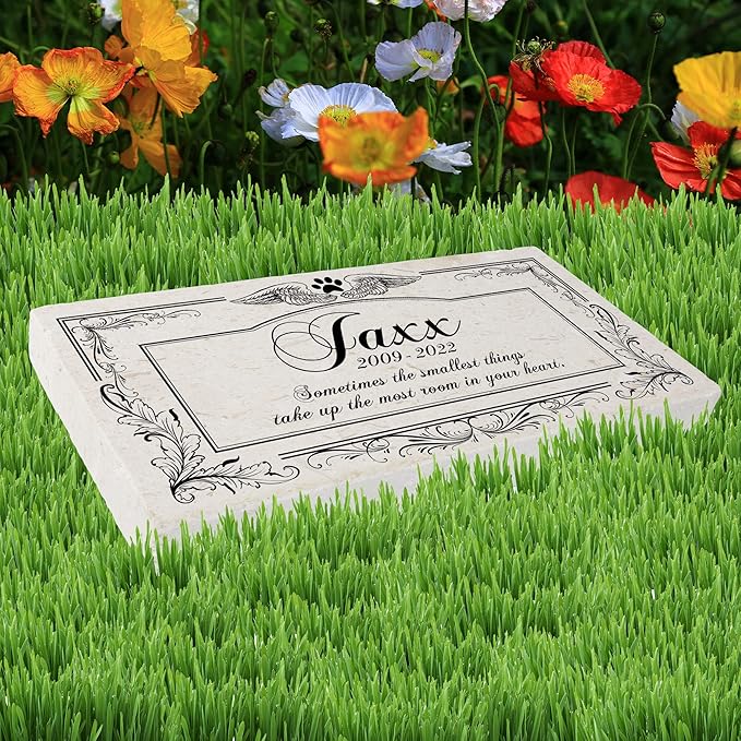 Personalized Pet Memorial Stone, 6x12 Custom Limestone Pet Grave Markers as Keepsake or Pet Remembrance, Thoughtful Pet Loss Gifts for Bereaved Pet Owners, Personalized Memorial Gifts (Jaxx)