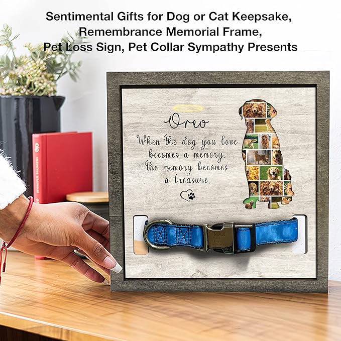 Personalized Dog Collars Pet Loss Gifts Dog Pet Sympathy Gifts Personalized Dogs Grieving Picture Frame Pet Remembrance Photo Frame For Cats or Dogs That Passed Bereavement Gifts Idea Tabletop
