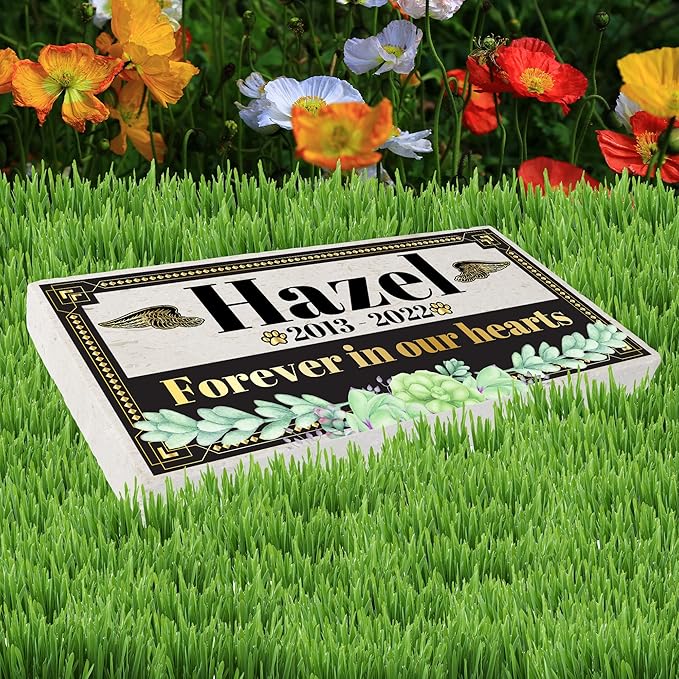 Personalized Pet Memorial Stone, 6x12 Custom Limestone Pet Grave Markers as Keepsake or Pet Remembrance, Thoughtful Pet Loss Gifts for Bereaved Pet Owners, Personalized Memorial Gifts (Hazel)