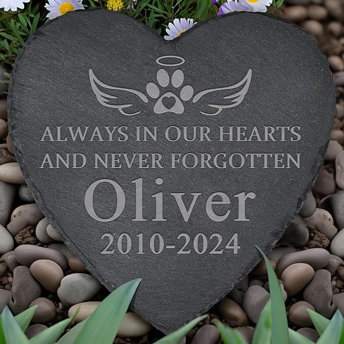 Pet Memorial Gifts, Pet Memorial Stone, Dog Memorial Gifts for Loss of Dog, Pet Remembrance Gift, In Memory of Dog Cat, Loss of Pet Sympathy Gift, Pet Loss Gifts - Never Forgotten(Heart-shaped)