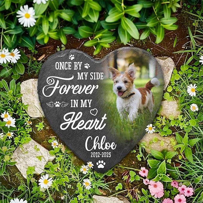 Dog Memorial Stone Personalized with Picture | Remembrance Stone for Dogs | Custom Pet Loss Plaque Gift | in Loving Memory Personalized Pet Memorial Stones for Dogs
