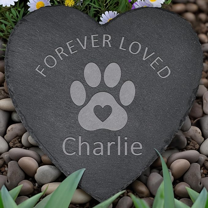 Pet Memorial Gifts, Pet Memorial Stone, Dog Memorial Gifts for Loss of Dog, Pet Remembrance Gift, in Memory of Dog Cat, Loss of Pet Sympathy Gift, Pet Loss Gifts - Forever Loved(Heart-Shaped)