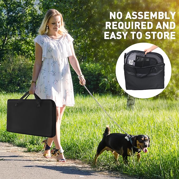 Portable Pet Playpen for Medium Dogs & Cats, Foldable Puppy Safety Pen with Removable Zipper Top, Breathable Mesh Dog Delivery Room, Indoor Isolation Cage for Pets (Dark Grey, Medium)