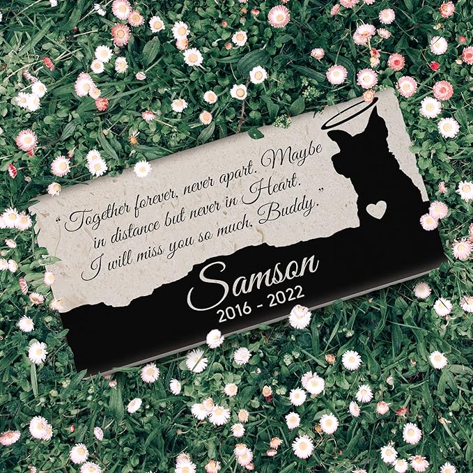 Personalized Pet Memorial Stone, 6x12 Custom Limestone Pet Grave Markers as Keepsake or Pet Remembrance, Thoughtful Pet Loss Gifts for Bereaved Pet Owners, Personalized Memorial Gifts (Samson)