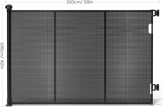 Retractable Baby Gate for Stairs, 42" Tall X 59" Wide Mesh Dog Gate Indoor, Child Gate for Doorways, Hallways, Deck, Indoor Outdoor Pet Baby Safety Essentials for Home, Black