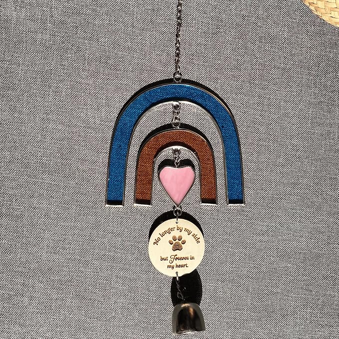 Pet Memorial Wind Chime, Stained Glass Suncatcher Rainbow Bridge Dog Memorial Gifts, Memorial Gifts for Loss of Dog Passing Away Gift, Pet Memorial Gift for Dogs, In Memory Of Dogs, Bereavement Window