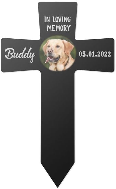 Personalized Dog Memorial Stake Custom Dog Cat Photo In Loving Memory Of Metal 12x12 inch Pet Grave Marker Dog Loss Gift Sympathy Gift for Dog Lover (Style 23)