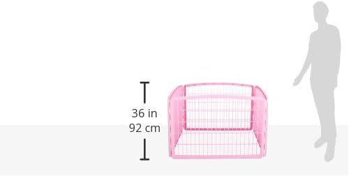 IRIS USA 24" Exercise 4-Panel Pet Playpen, Puppy Pet Small Medium Dog Pen Keep Pets Secure Easy Assemble Rust-Free Heavy-Duty Molded Plastic Customizable, Pink