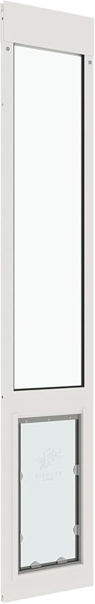 Liberty Pet Door for Sliding Glass Door | Vinyl Frame with Closing Cover | for Home & Rentals | Clear Glass | White, Large Flap, 74" - 75.5" Slider Height