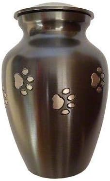 Ottillie Paws Legacy Series Pet Urn for Dogs, Handmade Aluminum Memorial Cremation Urn (X-Large - Pets up to 170 lbs, Slate, Horizontal Pewter Paws)