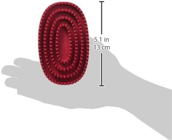 Le Salon Essentials Rubber Curry Grooming Brush with Loop Handle Red