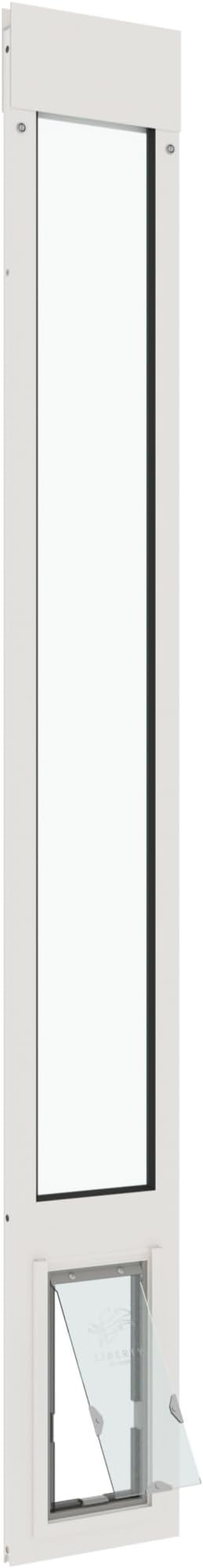 Liberty Pet Door for Sliding Glass Door | Vinyl Frame with Closing Cover | for Home & Rentals | Clear Glass | White, Small Flap, 95" - 96.5" Slider Height