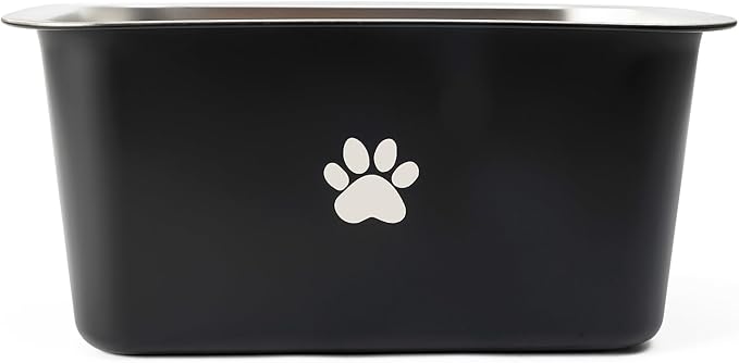 2.5 Gallons 40 Cup Non Slip Stainless Steel Large Dog Water Bowls, Outdoor Metal Dog Bowls Extra Large Breed, High Capacity Water Bowl for Big Giant Huge Dogs, Black