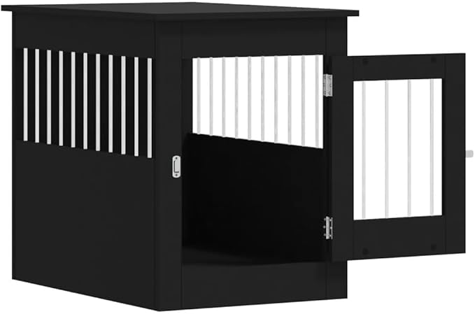 Dog Crate Furniture, Modern Dogs Kennel Indoor, Dog House Indoor, Puppy Cage Indoor Dog House, Black 21.7"x31.5"x26.8" Engineered Wood,-769