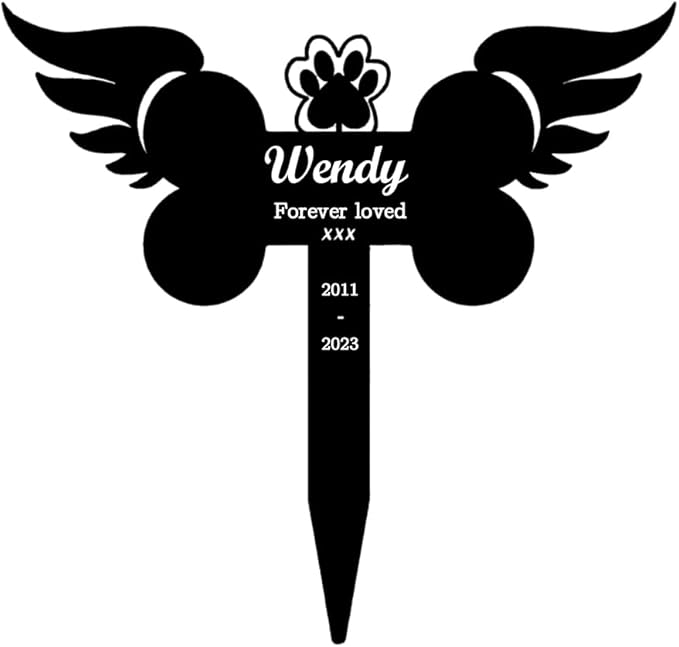 Pet Grave Markers Personalized, Pet Memorial Grave Markers Garden Metal Headstones Plaques, Custom Pet Dog Grave Marker Gifts for Sympathetic Pet Loss Remembrance, Pet Memorial Gifts
