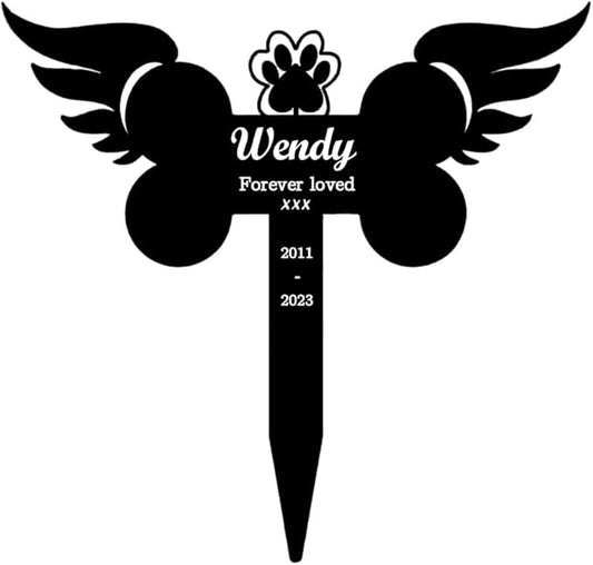 Pet Grave Markers Personalized, Pet Memorial Grave Markers Garden Metal Headstones Plaques, Custom Pet Dog Grave Marker Gifts for Sympathetic Pet Loss Remembrance, Pet Memorial Gifts