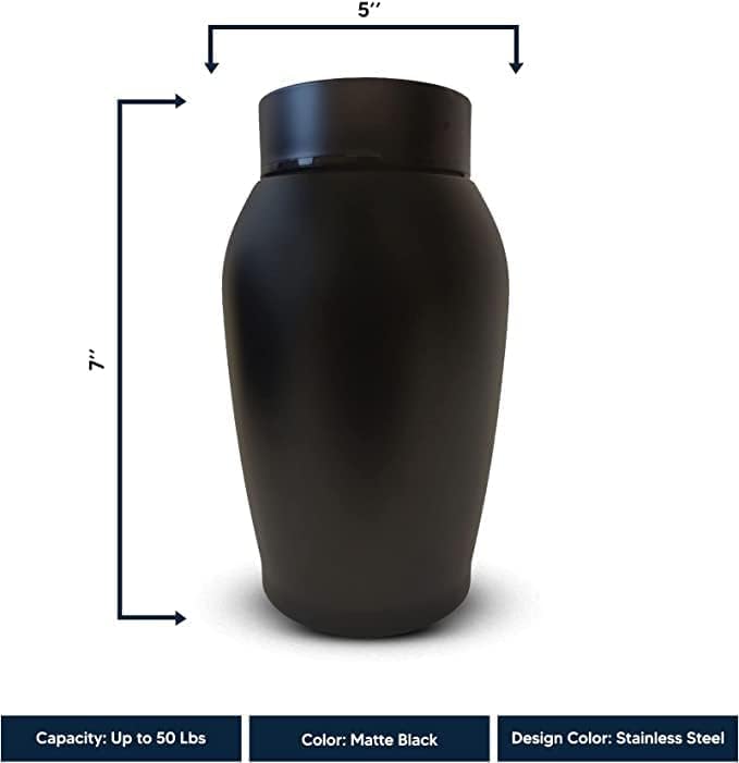 Personalized Custom Dog Urn: Engraved Dog Name and Date - Stainless Steel Cremation Urns for Dog Ashes with Airtight Closure | Hand and Paw - Holding, Black