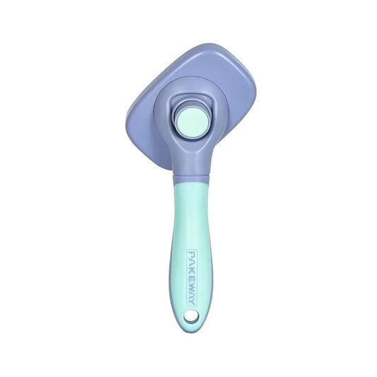 One for Pets 360-degree Rotating Head Self-Cleaning Dog&Cat Slicker Brush, Cat Brush with Release Button, Indoor Cats Shedding, for Cat and Dog Grooming (Purple & Blue)