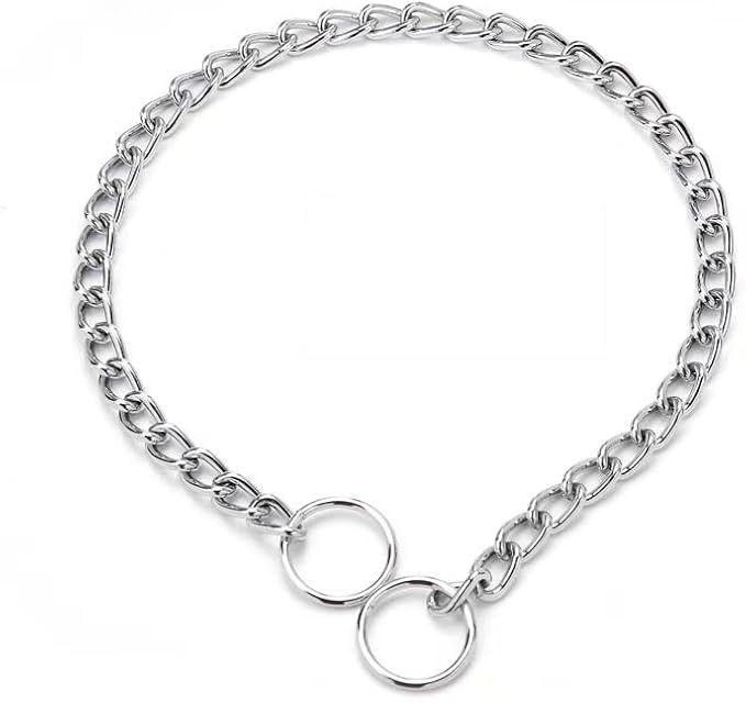 Choke Collar for Dogs,Metal Slip Link Training Heavy Duty Martingale Puppy Collars for XXS XS Small Medium Large Big XL Breed Dogs, Silver XXS