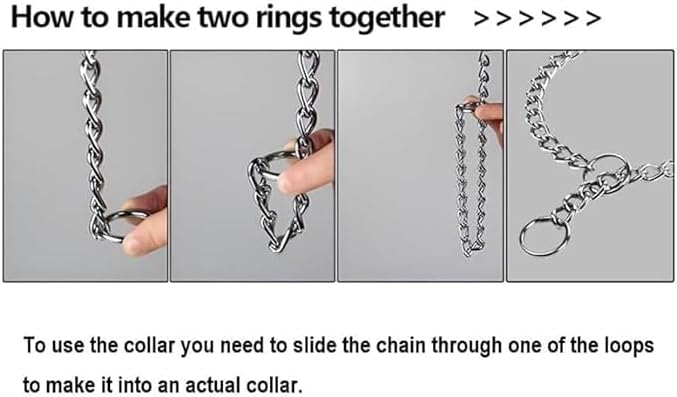 Chain Collar for Dogs, Metal Slip Link Training Heavy Duty Dog Collar Martingale Puppy Collars for XXS XS Small Medium Large Big XL Breed Dogs, Silver (Silver, XS(Neck Max 12inch) D2.0mm)