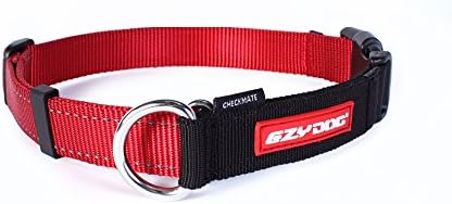 EzyDog Checkmate Martingale Collar for Dogs – Premium Nylon Training Dog Collar for Easy Control with no Choking (Medium, Red)