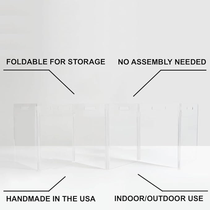 Hiddin Clear Acrylic Dog Gate - Low Zig Zag Clear Pet Gate for Home 6 Panels - Sturdy Free-Standing Design - Modern Acrylic Dog Pen - Transparent Pet Gates for Home - Safe & Stylish