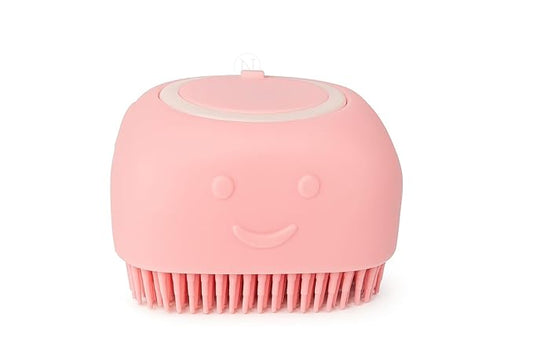 Dog Bath Brush with Shampoo Dispenser – Silicone Pet Grooming Scrubber for Dogs & Cats, Deep Clean + Massage, Easy-Grip Rubber Handle – Pet Shower Tool for Long & Short Hair
