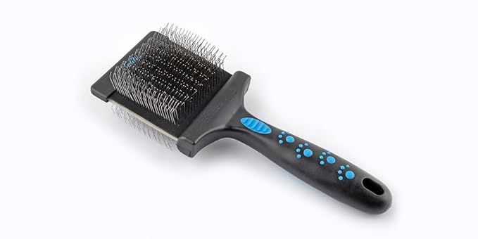 Mr. Slick Dual Flex Professional Slicker Brush detangling, de-matting, ergonomic. best for labradoodle, doodle, GoldenDoodle, Collie, poodle, maltipoo. Safe for dogs, cats.