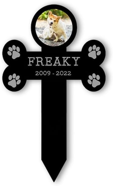 Personalized Dog Memorial Stake Custom Dog Cat Photo Pet Bone Shape Metal 12x12 inch Pet Grave Marker Dog Loss Gift Sympathy Gift for Dog Lover (Style 10)