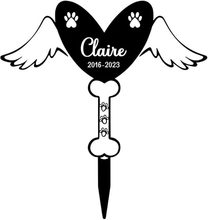 Pet Grave Markers Personalized, Pet Memorial Grave Markers Garden Metal Headstones Plaques, Custom Pet Dog Grave Marker Gifts for Sympathetic Pet Loss Remembrance, Pet Memorial Gifts