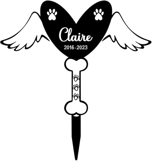 Pet Grave Markers Personalized, Pet Memorial Grave Markers Garden Metal Headstones Plaques, Custom Pet Dog Grave Marker Gifts for Sympathetic Pet Loss Remembrance, Pet Memorial Gifts