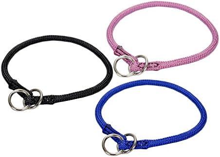 Braided Round Raised Nylon Dog Choke Collar 3/8" x 18", Royal Blue