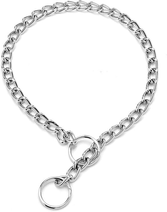 Chain Collar for Dogs, Metal Slip Link Training Heavy Duty Dog Collar Martingale Puppy Collars for XXS XS Small Medium Large Big XL Breed Dogs, Silver (Silver, S(Neck Max 16inch) D2.5mm)